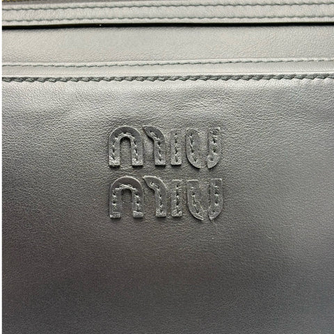 【美品】 miu miu ミュウミュウ miu miu POCKET LEATHER BAG ポケット ナッパレザー バッグ ショルダーバッグ ブラック カーフスキン 未使用 美品 バッグ