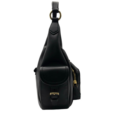 【美品】 miu miu ミュウミュウ miu miu POCKET LEATHER BAG ポケット ナッパレザー バッグ ショルダーバッグ ブラック カーフスキン 未使用 美品 バッグ