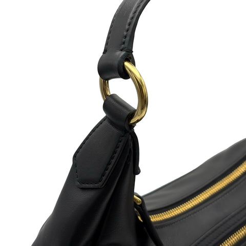【美品】 miu miu ミュウミュウ miu miu POCKET LEATHER BAG ポケット ナッパレザー バッグ ショルダーバッグ ブラック カーフスキン 未使用 美品 バッグ