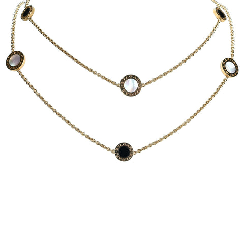 【中古】BVLGARI ブルガリ K18YG ONYX/SHELL NECKLACE ブルガリ・ブルガリネックレス 33.5g 92cm