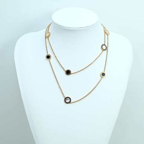 【中古】BVLGARI ブルガリ K18YG ONYX/SHELL NECKLACE ブルガリ・ブルガリネックレス 33.5g 92cm