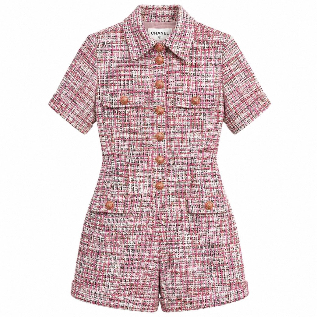 希少　シャネル　CHANEL　オールインワン　ジャンプスーツ　サイズ40 中古】 CHANEL シャネル JUMPSUIT オールイン ツイードジャンプスーツ