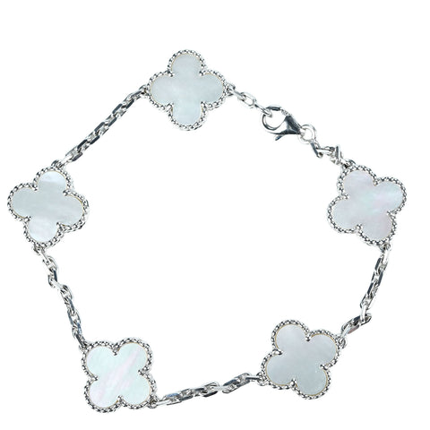 【中古】Van Cleef＆Arpels ヴァンクリーフ＆アーペル K18WG VINTAGE ALHAMBRA BRACELET ヴィンテージアルハンブラマザーオブパールブレスレット 2.2g 19cm