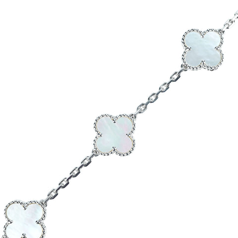 【中古】Van Cleef＆Arpels ヴァンクリーフ＆アーペル K18WG VINTAGE ALHAMBRA BRACELET ヴィンテージアルハンブラマザーオブパールブレスレット 2.2g 19cm