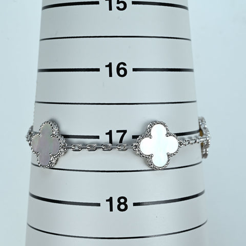 【中古】Van Cleef＆Arpels ヴァンクリーフ＆アーペル K18WG VINTAGE ALHAMBRA BRACELET ヴィンテージアルハンブラマザーオブパールブレスレット 2.2g 19cm