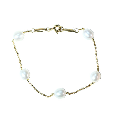 【中古】T＆Co ティファニー K18YG pearl bracelet  パールブレスレット 6.3mm 3.2g 17cm
