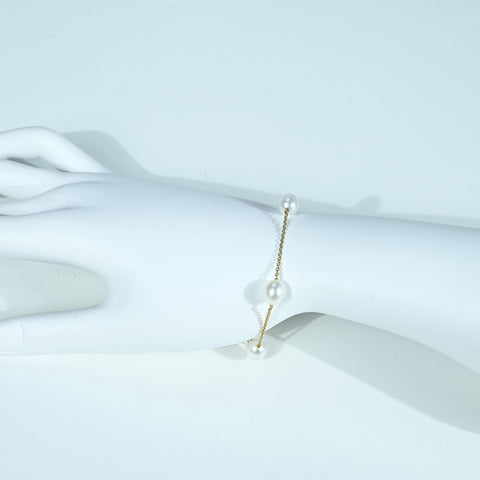 【中古】T＆Co ティファニー K18YG pearl bracelet  パールブレスレット 6.3mm 3.2g 17cm