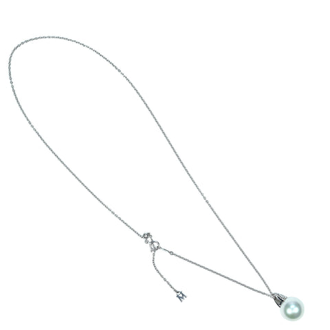 【中古】MIKIMOTO K18WG SOUTH SEA PEARL NECKLACE 白蝶南洋パールペンダントネックレス 13.5mm D0.29ct 9.7g 50cm