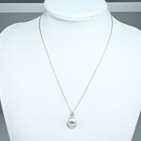 【中古】MIKIMOTO K18WG SOUTH SEA PEARL NECKLACE 白蝶南洋パールペンダントネックレス 13.5mm D0.29ct 9.7g 50cm