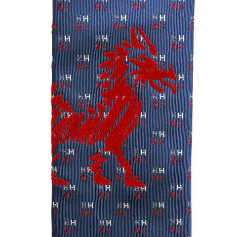 【新品未使用】 Hermes エルメス NECKTIE ネクタイ ネクタイ ブルー系 シルク100％ 新品未使用 100%SILK