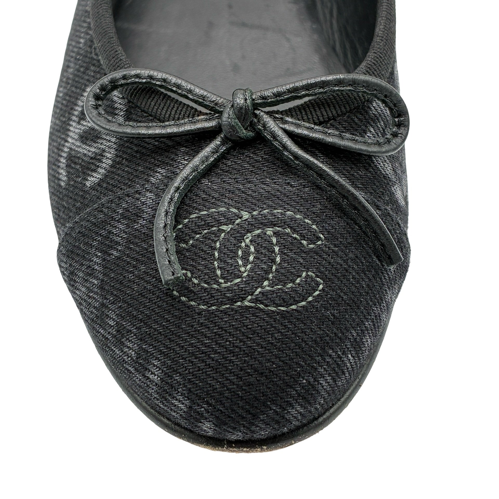 中古】 CHANEL シャネル SHOES ココロゴデニムバレエシューズ 36 USED