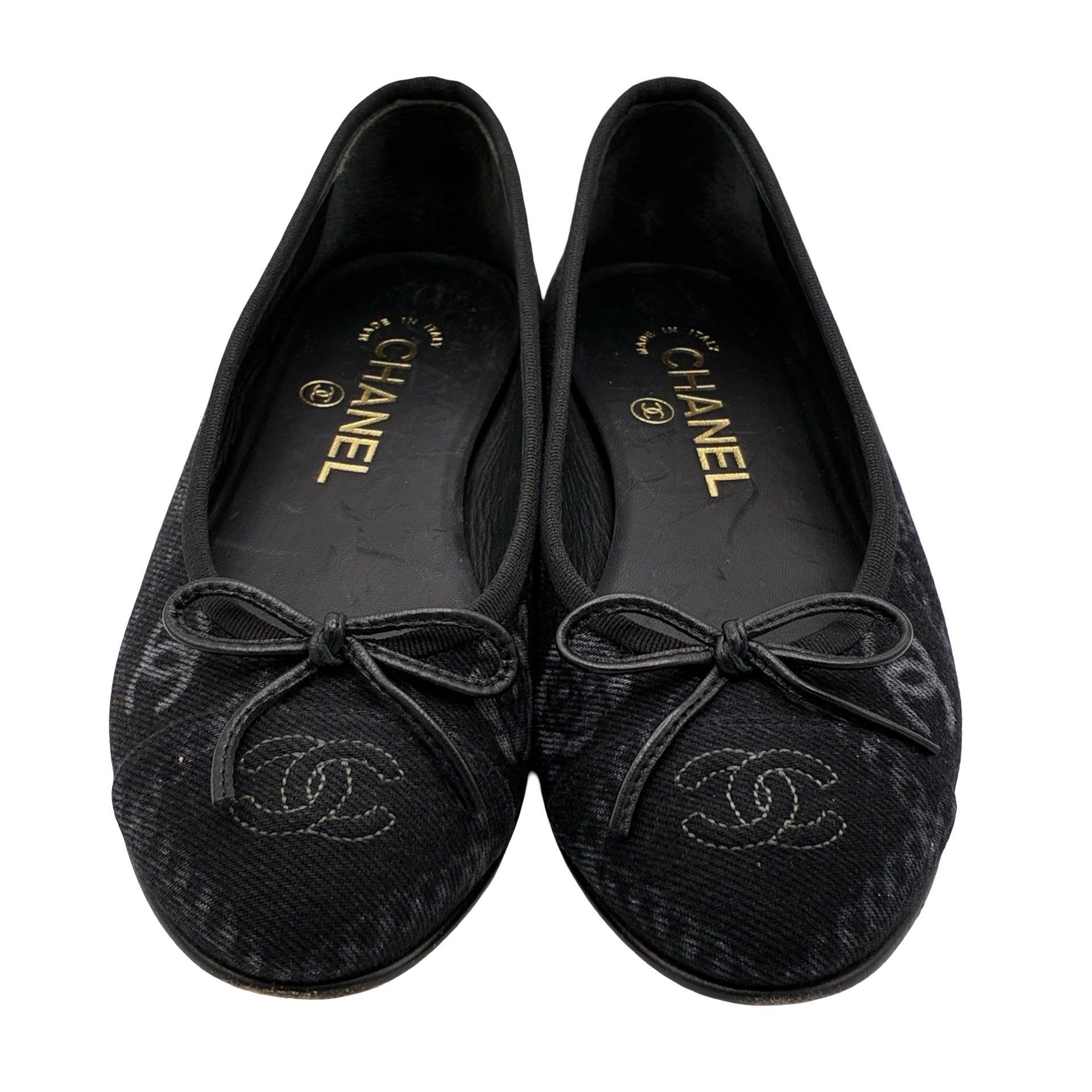 中古】 CHANEL シャネル SHOES ココロゴデニムバレエシューズ 36 USED