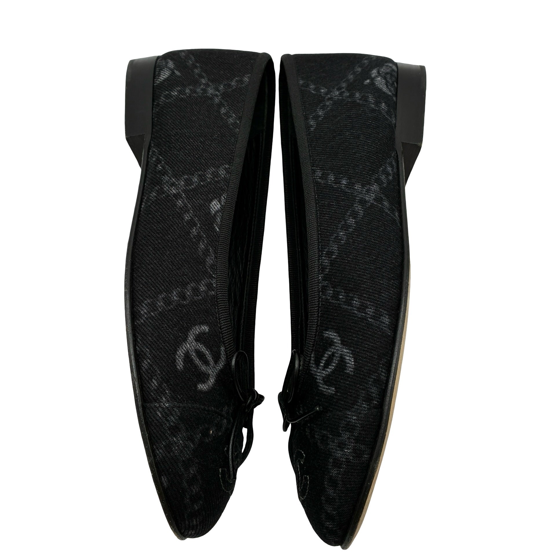 中古】 CHANEL シャネル SHOES ココロゴデニムバレエシューズ 36 USED