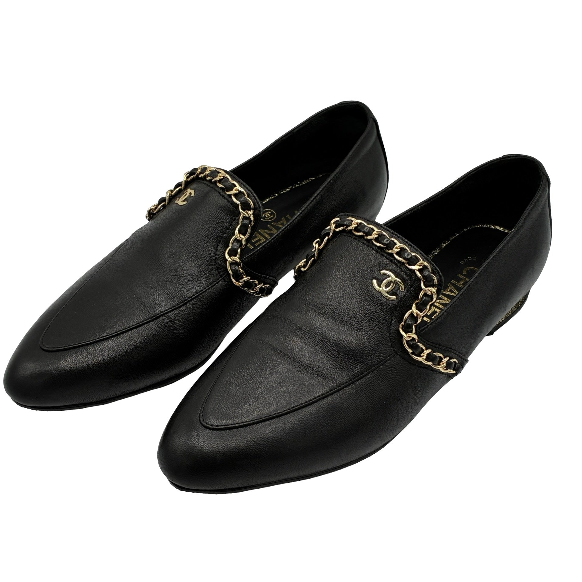 中古】 CHANEL シャネル LOAFERS ローファー フラットシューズ 38 USED