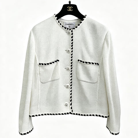 【中古】 CHANEL シャネル JACKET ノーカラーツイードジャケット 42 USED 中古 2021年 CLOTHES 洋服