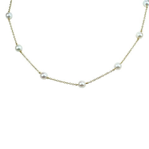 【中古】 MIKIMOTO  ミキモト K18YG AKOYA PEARL NECKLACE  アコヤパールステーションネックレス 5.8-6.0mm 5.3g