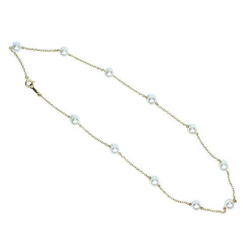 【中古】 MIKIMOTO  ミキモト K18YG AKOYA PEARL NECKLACE  アコヤパールステーションネックレス 5.8-6.0mm 5.3g