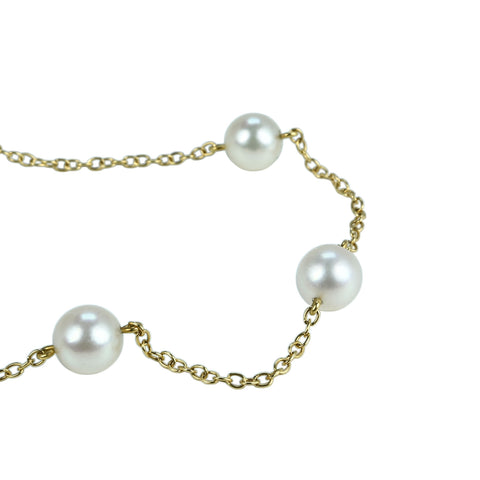 【中古】 MIKIMOTO  ミキモト K18YG AKOYA PEARL NECKLACE  アコヤパールステーションネックレス 5.8-6.0mm 5.3g
