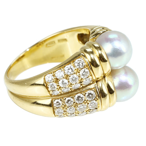 【中古】BVLGARI ブルガリ 750 PASSO DOPPIO PEARL RING K18 パッソドッピオ パールリング 11.6g #!12
