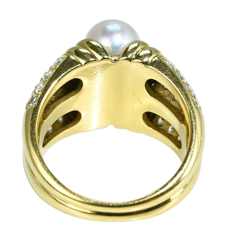 【中古】BVLGARI ブルガリ 750 PASSO DOPPIO PEARL RING K18 パッソドッピオ パールリング 11.6g #!12