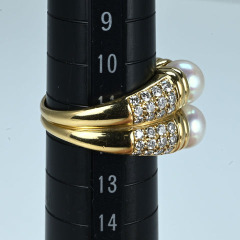 【中古】BVLGARI ブルガリ 750 PASSO DOPPIO PEARL RING K18 パッソドッピオ パールリング 11.6g #!12