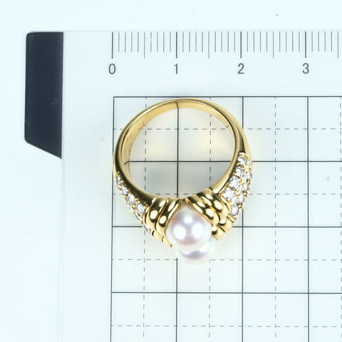 【中古】BVLGARI ブルガリ 750 PASSO DOPPIO PEARL RING K18 パッソドッピオ パールリング 11.6g #!12