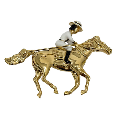 【中古】 CHANEL シャネル HORSE AND RIDER BROOCH 小物 ゴールド/ホワイト GP GOLD/WHITE 2026年