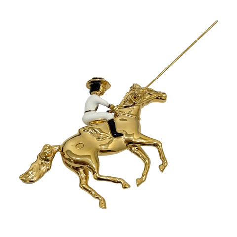 【中古】 CHANEL シャネル HORSE AND RIDER BROOCH 小物 ゴールド/ホワイト GP GOLD/WHITE 2026年
