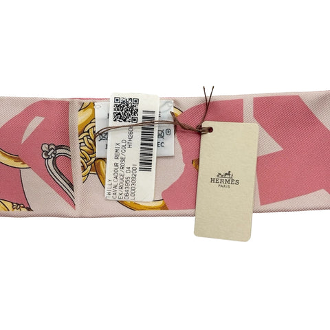 【新品未使用】 Hermes エルメス TWILLY ツイリー 《カヴァルカドゥール・リミックス》 小物 レッド / ピンク / ゴールド シルク100％ 新品未使用