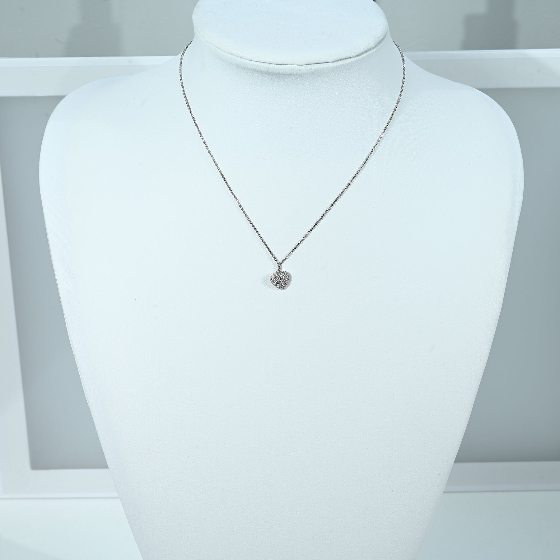 中古】CARTIER カルティエ 750/K18WG C HEART DIAMOND NECKLACE ハート