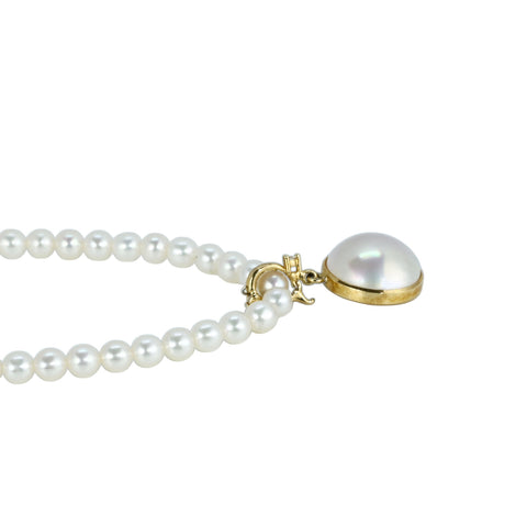 【中古】TASAKI タサキ K18YG MABE PEARL PENDANT ＆ AKOYA NECKLACE マベパールペンダント ＆ アコヤパールネックレス 12.5mm P3.5-4.0mm D0.01ct 11.4g