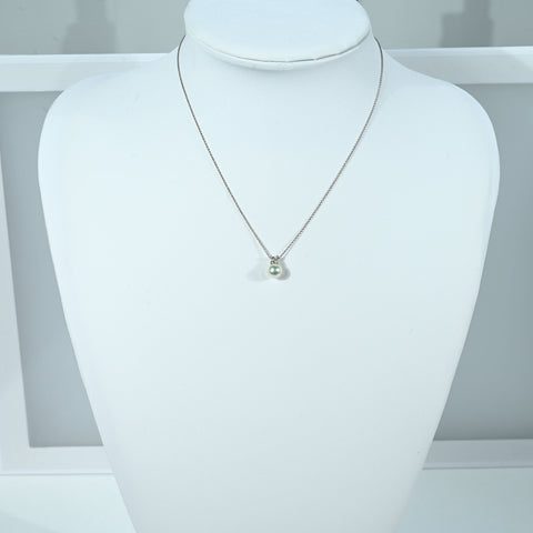 【中古】TASAKI タサキ K18WG アコヤパールペンダントネックレス P7.4mm D0.05ct 2.1g