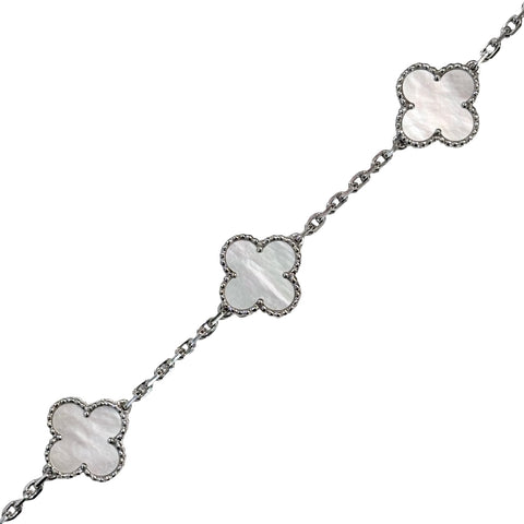 【中古】Van Cleef＆Arpels ヴァンクリーフ＆アーペル K18WG VINTAGE ALHAMBRA BRACELET ヴィンテージアルハンブラマザーオブパールブレスレット 2.2g 19cm