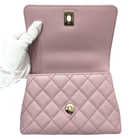 【美品】 CHANEL シャネル COCO HANDAL XXS ココハンドルXXS ハンドバッグ ICチップ(2021年～) ピンク キャビアスキン 中古 PINK CAVIARSKIN USED バッグ