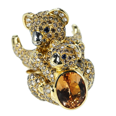 【中古】BOUCHERON ブシュロン K18YG TOPAZ RING インペリアルトパーズリング アニマルコレクション コアラ 25.3g #15