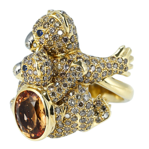 【中古】BOUCHERON ブシュロン K18YG TOPAZ RING インペリアルトパーズリング アニマルコレクション コアラ 25.3g #15