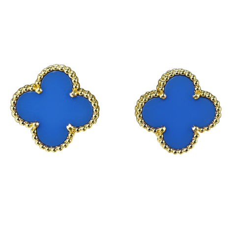 【中古】Van Cleef＆Arpels ヴァンクリーフ＆アーペル K18YG VINTAGE ALHAMBRA EARRINGS  ヴィンテージアルハンブラ ブルーアゲートピアス 7.7g ONE PRICE