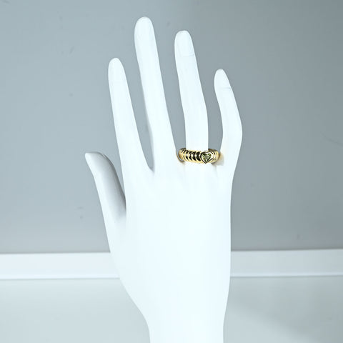 【中古】T＆Co ティファニー K18YG 750 PERIDOT RING  ハートシェイプ  ペリドット リブドフレンドシップリング 5.8g #9