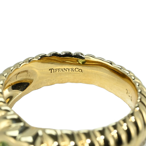 【中古】T＆Co ティファニー K18YG 750 PERIDOT RING  ハートシェイプ  ペリドット リブドフレンドシップリング 5.8g #9