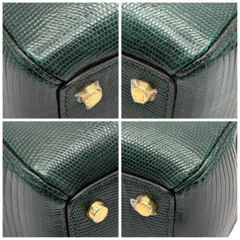 【中古】 CELINE セリーヌ 16 BAG 16(セーズ) ハンドバッグ グリーン リザード 中古 USED バッグ