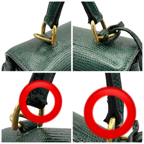 【中古】 CELINE セリーヌ 16 BAG 16(セーズ) ハンドバッグ グリーン リザード 中古 USED バッグ
