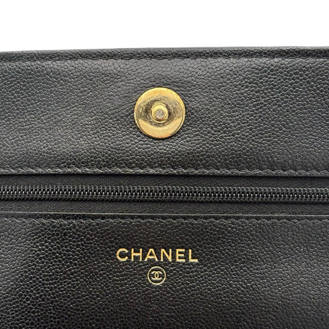 【中古】 CHANEL シャネル CHAIN WALLET チェーンウォレット ランダム番(2021年～) ブラック ラムスキン 中古 USED バッグ