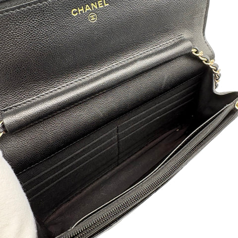 【中古】 CHANEL シャネル CHAIN WALLET チェーンウォレット ランダム番(2021年～) ブラック ラムスキン 中古 USED バッグ