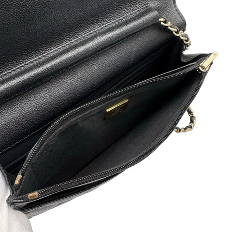 【中古】 CHANEL シャネル CHAIN WALLET チェーンウォレット ランダム番(2021年～) ブラック ラムスキン 中古 USED バッグ