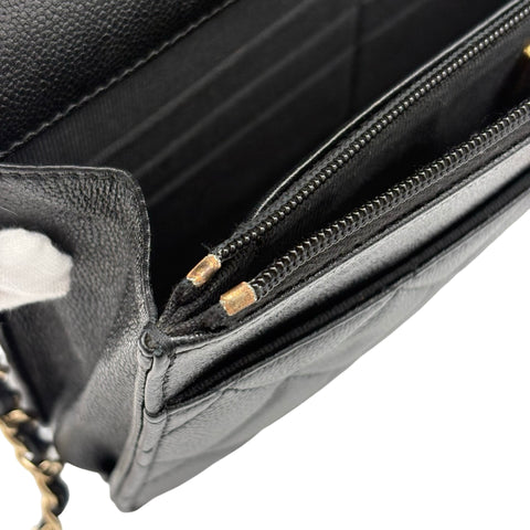 【中古】 CHANEL シャネル CHAIN WALLET チェーンウォレット ランダム番(2021年～) ブラック ラムスキン 中古 USED バッグ