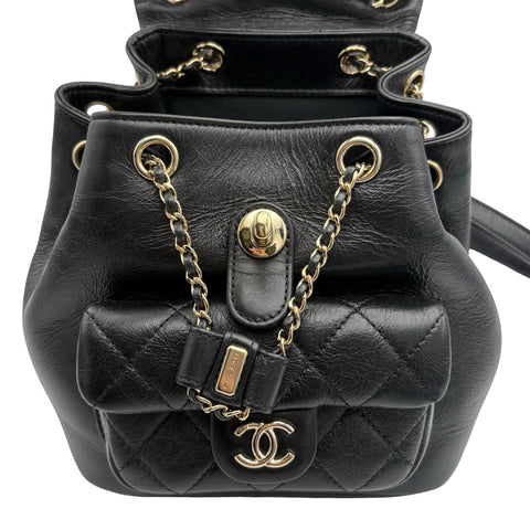 【美品】 CHANEL シャネル DUMA COCOMARK BACKPACK デュマココマーク バックバッグ バックパック ICチップ(2021年～) ブラック カーフスキン 中古 USED バッグ