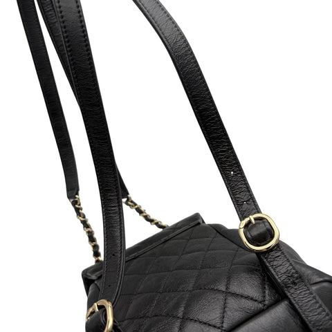 【美品】 CHANEL シャネル DUMA COCOMARK BACKPACK デュマココマーク バックバッグ バックパック ICチップ(2021年～) ブラック カーフスキン 中古 USED バッグ