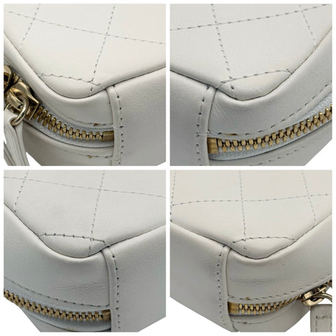 【中古】 CHANEL シャネル ハンドルバッグ  ホワイト ラムスキン 30番台(2020-2021年) ブランドバッグ ショルダーバッグ  中古品 レディース