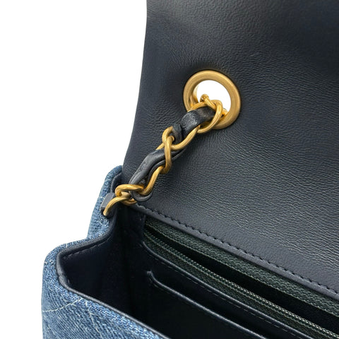 【中古】 CHANEL シャネル MINI MATELASSE CHAIN SHOULDER BAG ミニマトラッセチェーンショルダーバッグ デニム ICチップ(2021年~) ブルー デニム 中古 USED バッグ