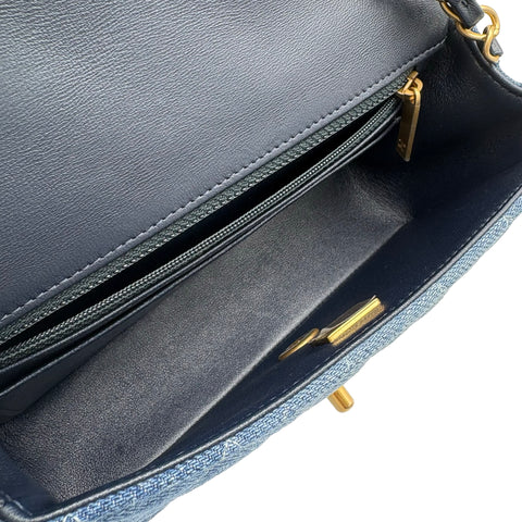 【中古】 CHANEL シャネル MINI MATELASSE CHAIN SHOULDER BAG ミニマトラッセチェーンショルダーバッグ デニム ICチップ(2021年~) ブルー デニム 中古 USED バッグ